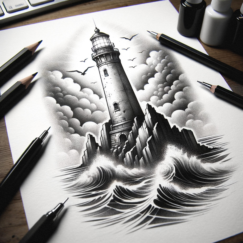 Lighthouse sleeve tattoo design