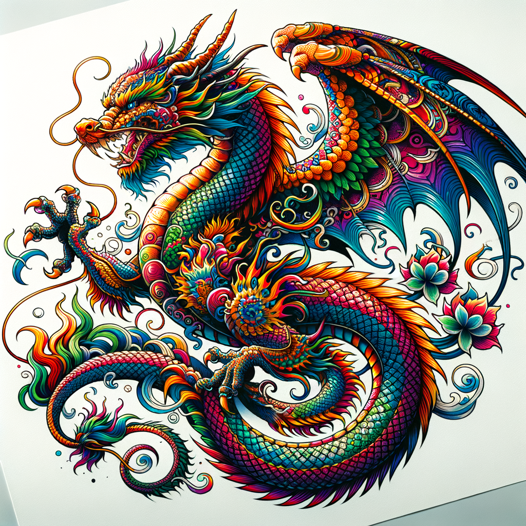 Colorful dragon tattoo design