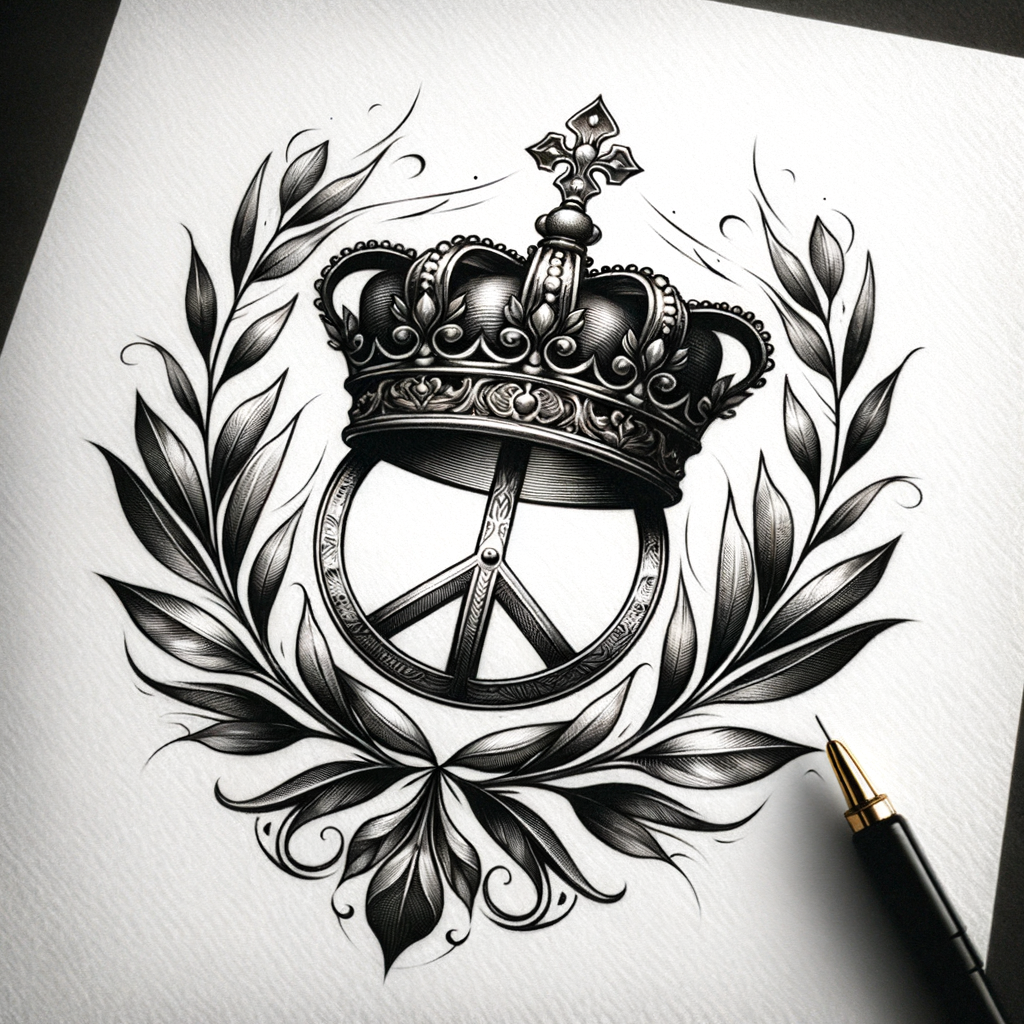 Queen crown of peace tattoo design