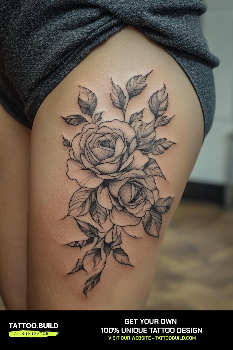 30+ Rose Tattoo Designs For Thigh (Stunning Designs & Ideas!)