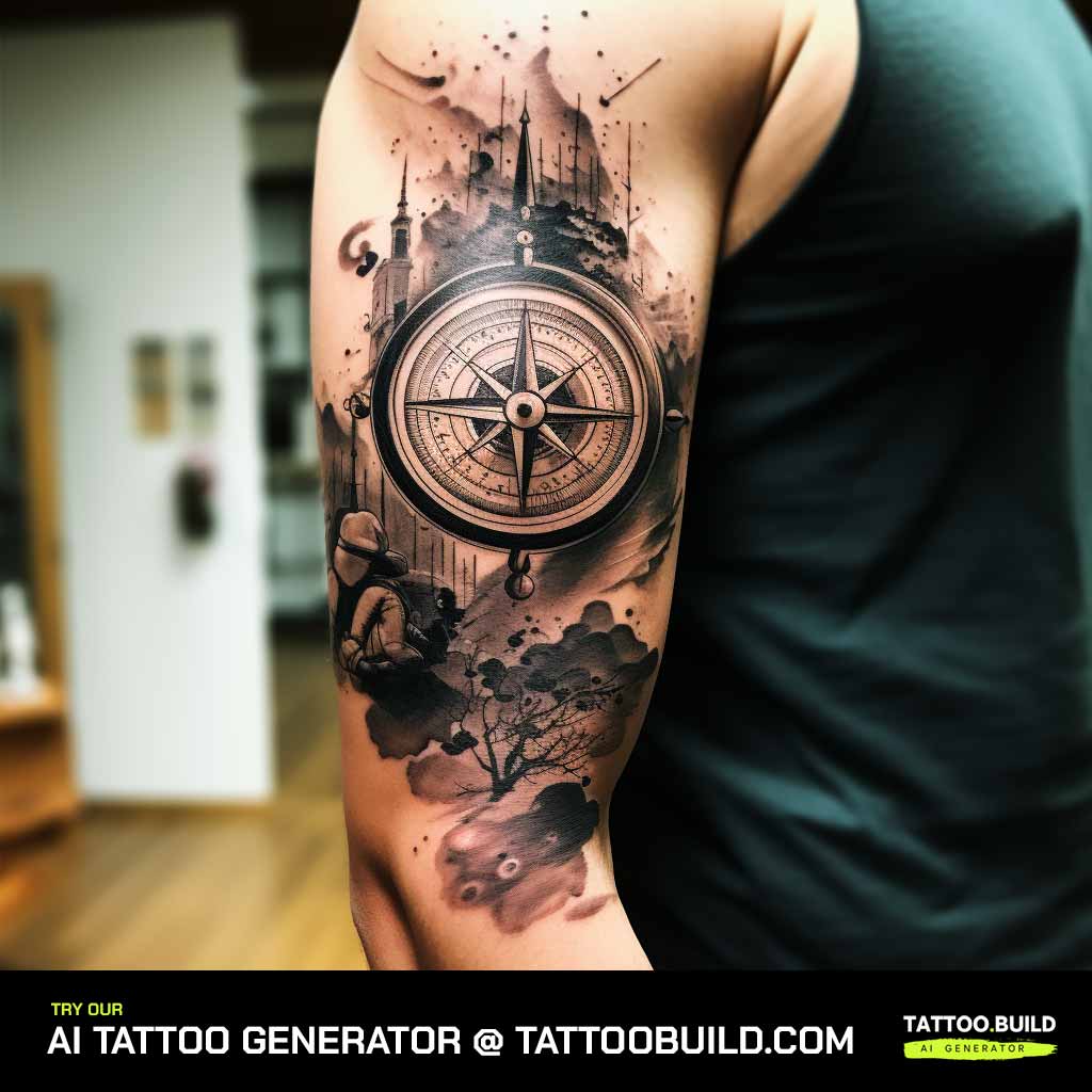 Mens Compass tattoo sleeve