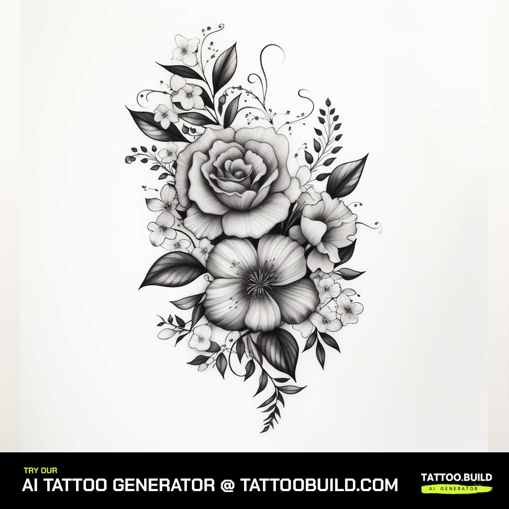 flower women's thigh tattoo design