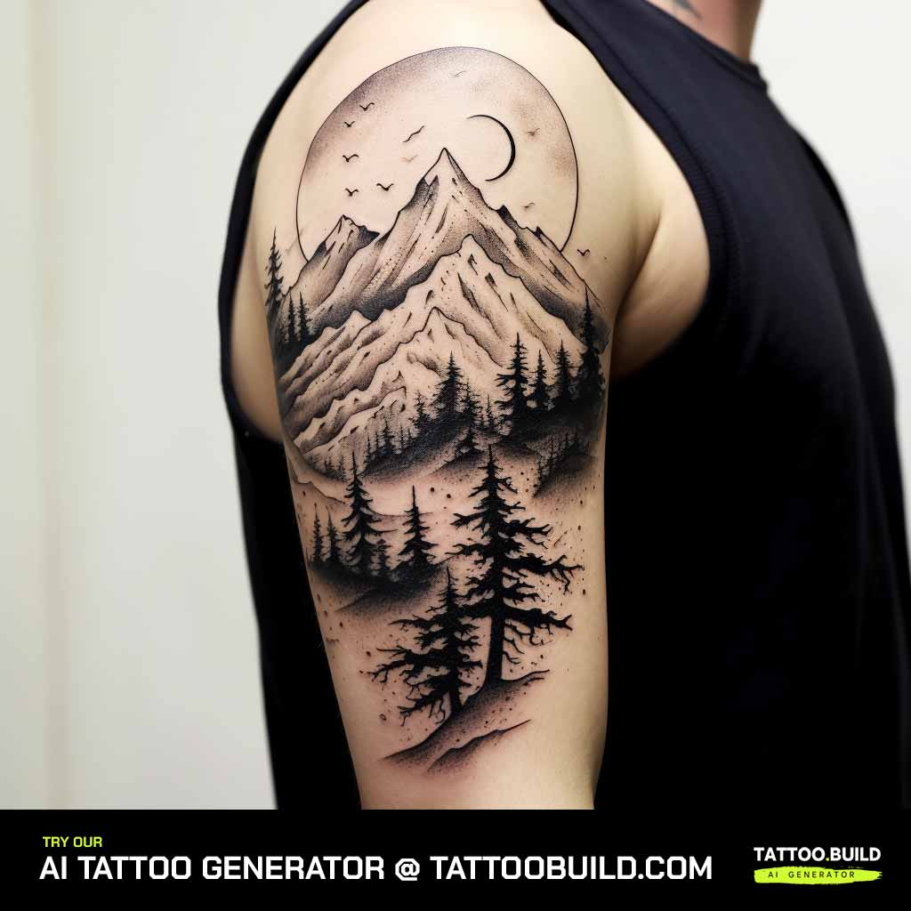 mountain and tree tattoo's for guys