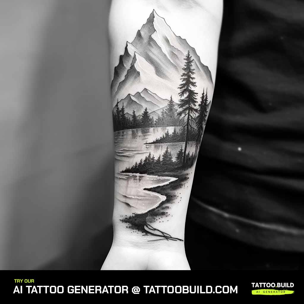 mountain and tree tattoo ideas