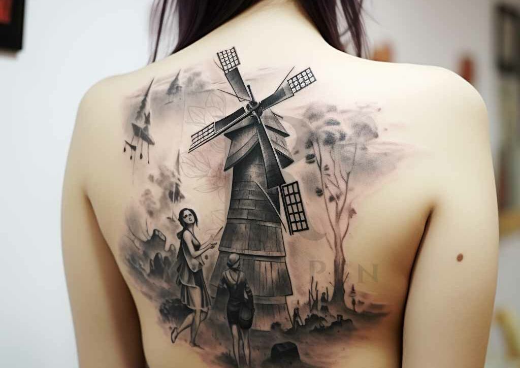 Windmill Tattoo Back