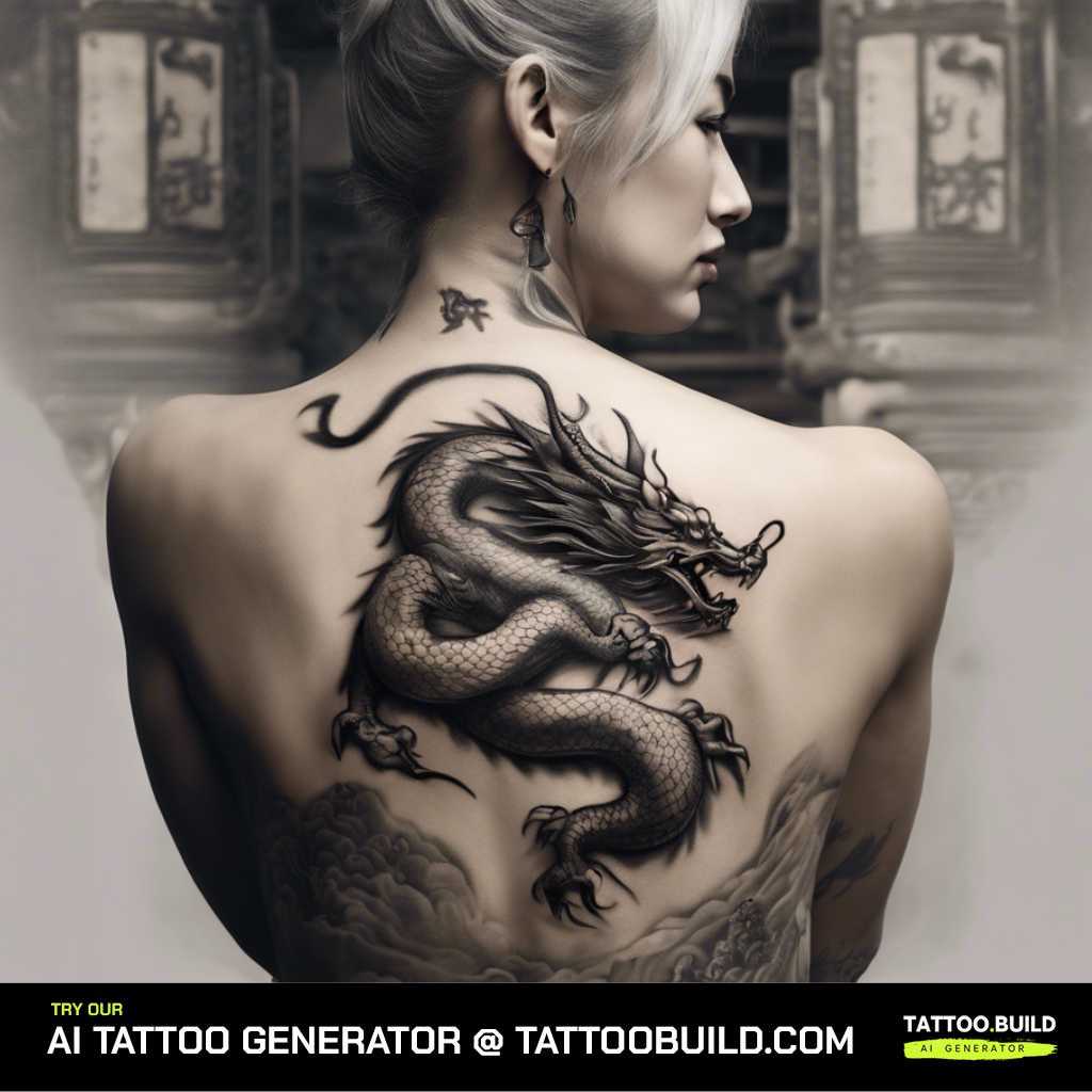 Image of a Chinese dragon spine tattoo