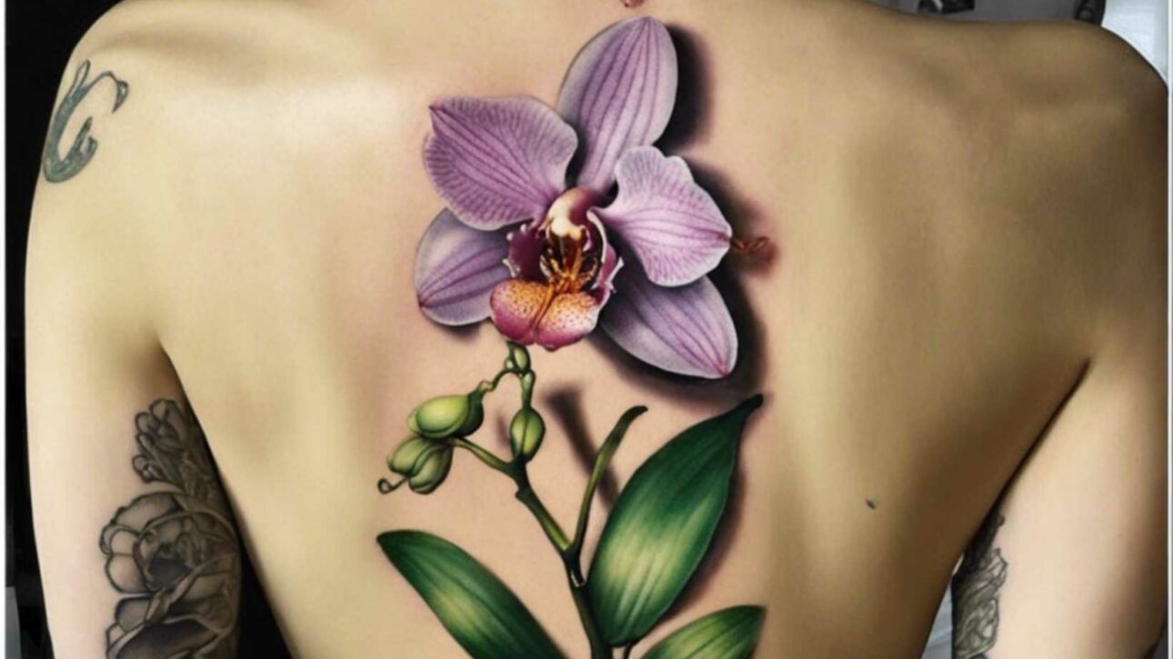 Orchid spine tattoo