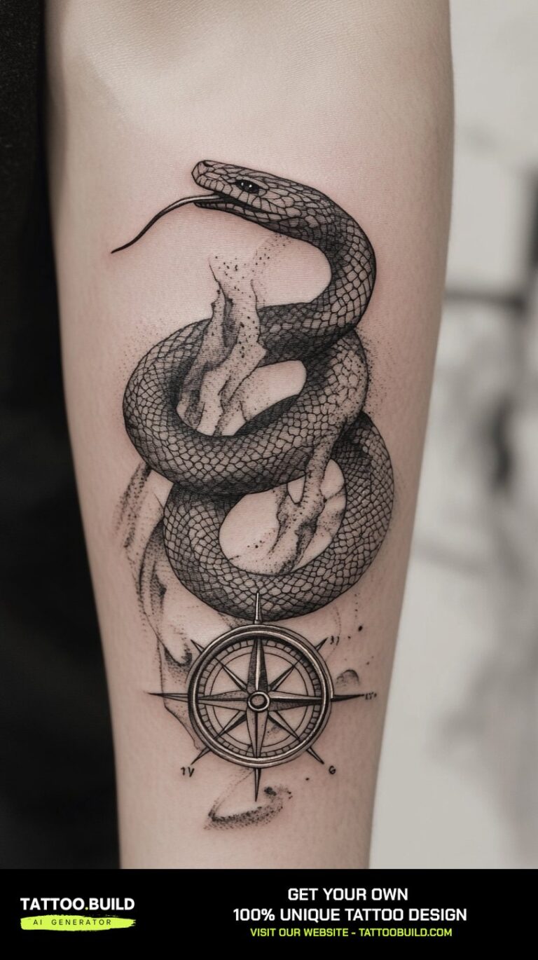 Compass Icon Snake Snake Compass Tattoo Ideas (Stunning Designs!)
