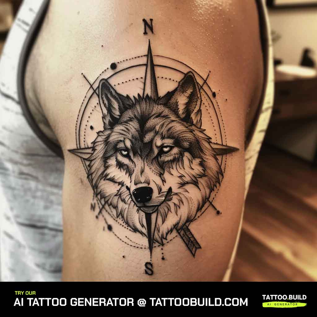 Wolf compass tattoo inspiration