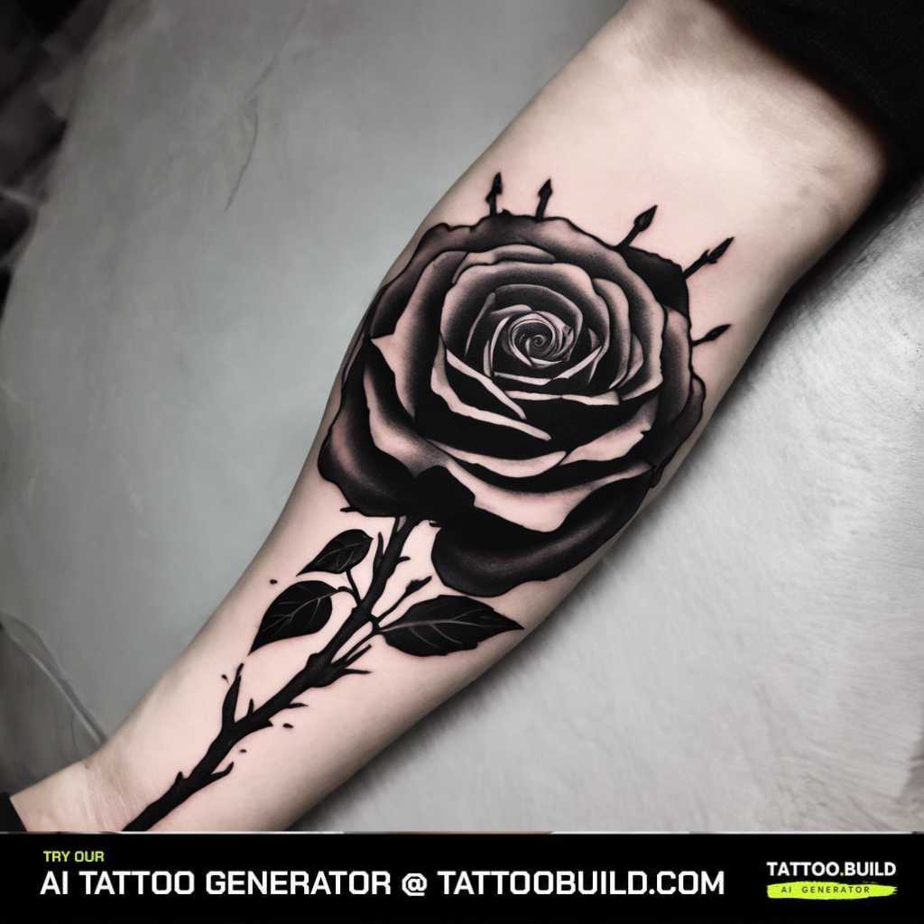 A beautiful black and white rose forearm tattoo