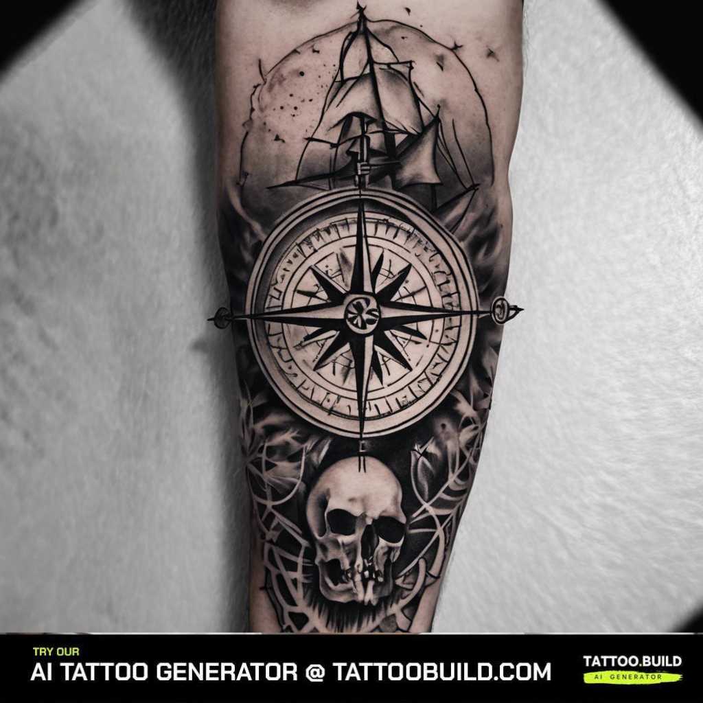 Beautiful compass forearm tattoo for guys