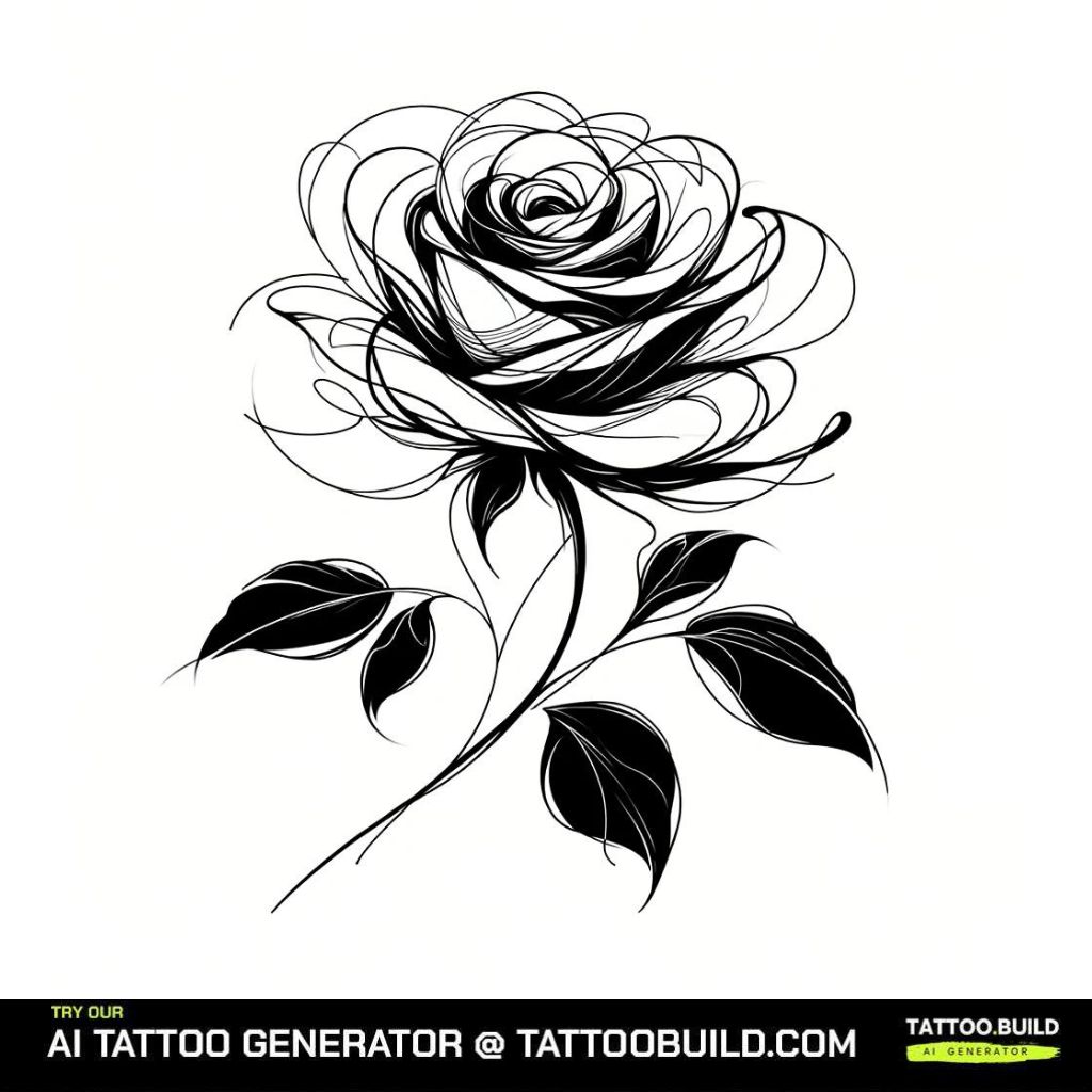 Sketch of Black and Gray Flower Tattoo