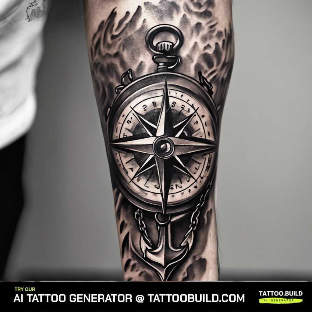 Anchor compass forearm tattoos for guys