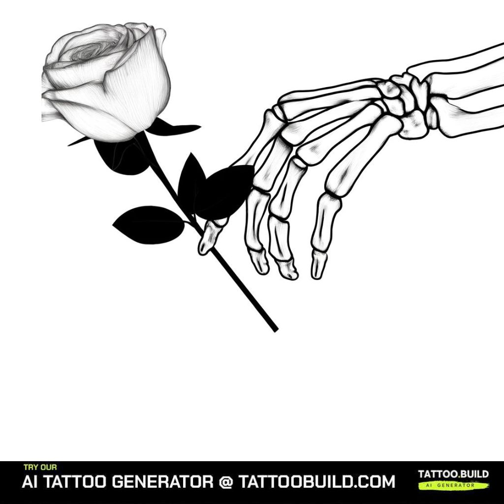 Black and gray flower tattoo design using bold contrast and negative space