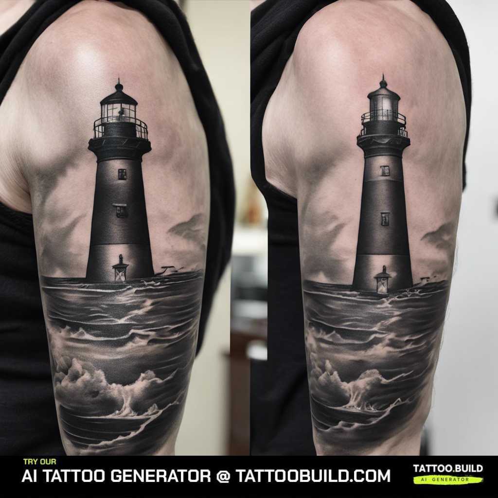 Stormy Lighthouse Tattoo for gus