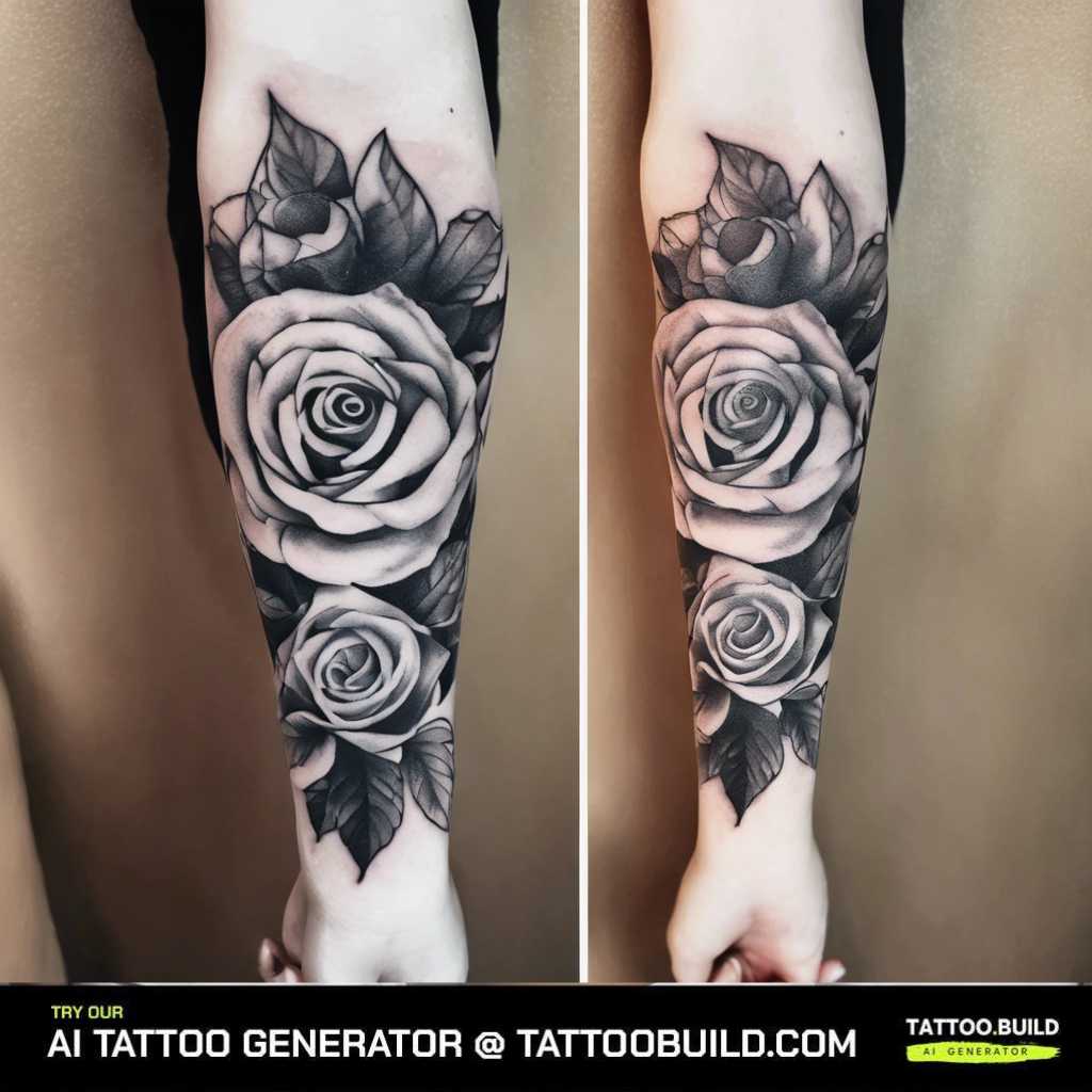 rose tattoo on the forearm