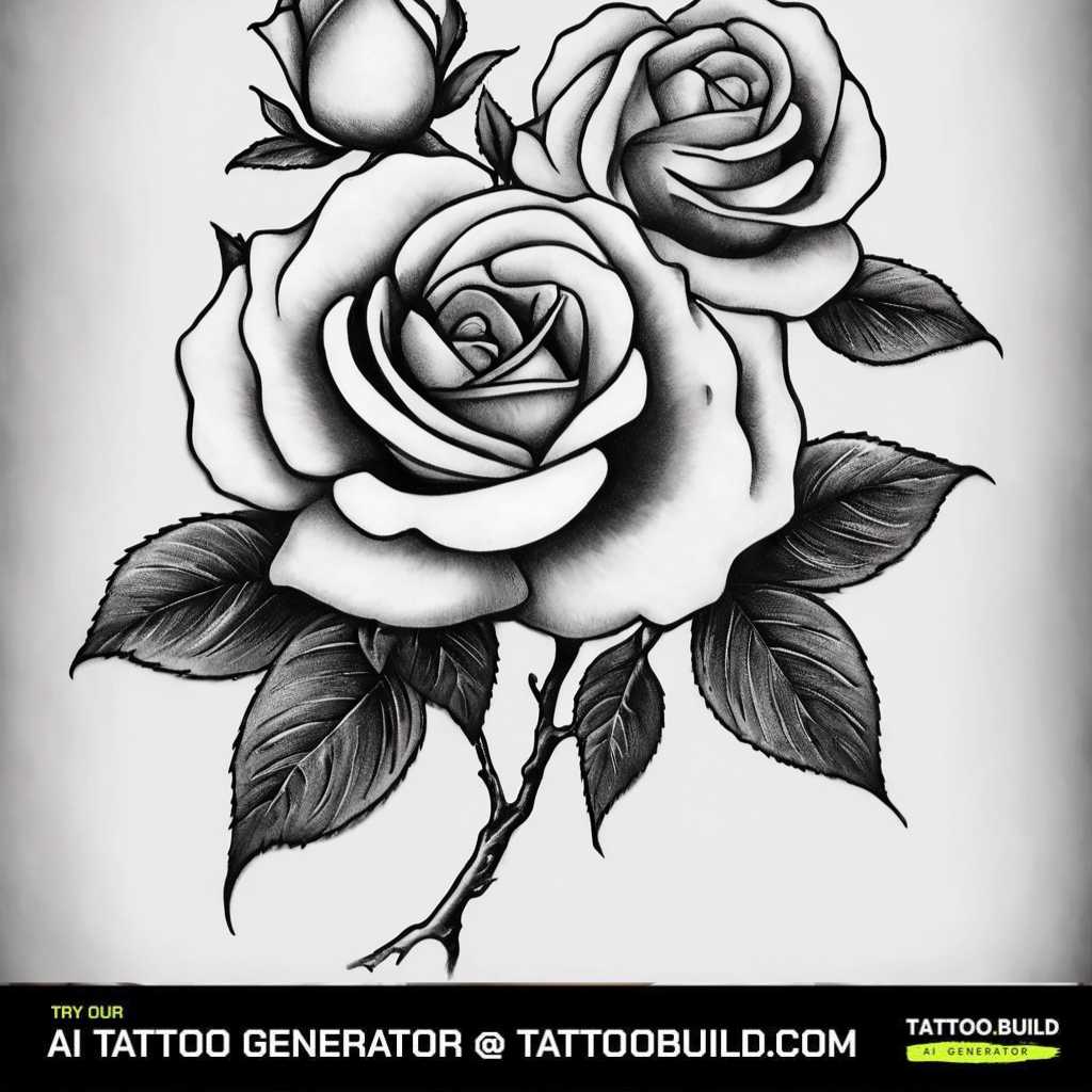Budding rose tattoo drawing