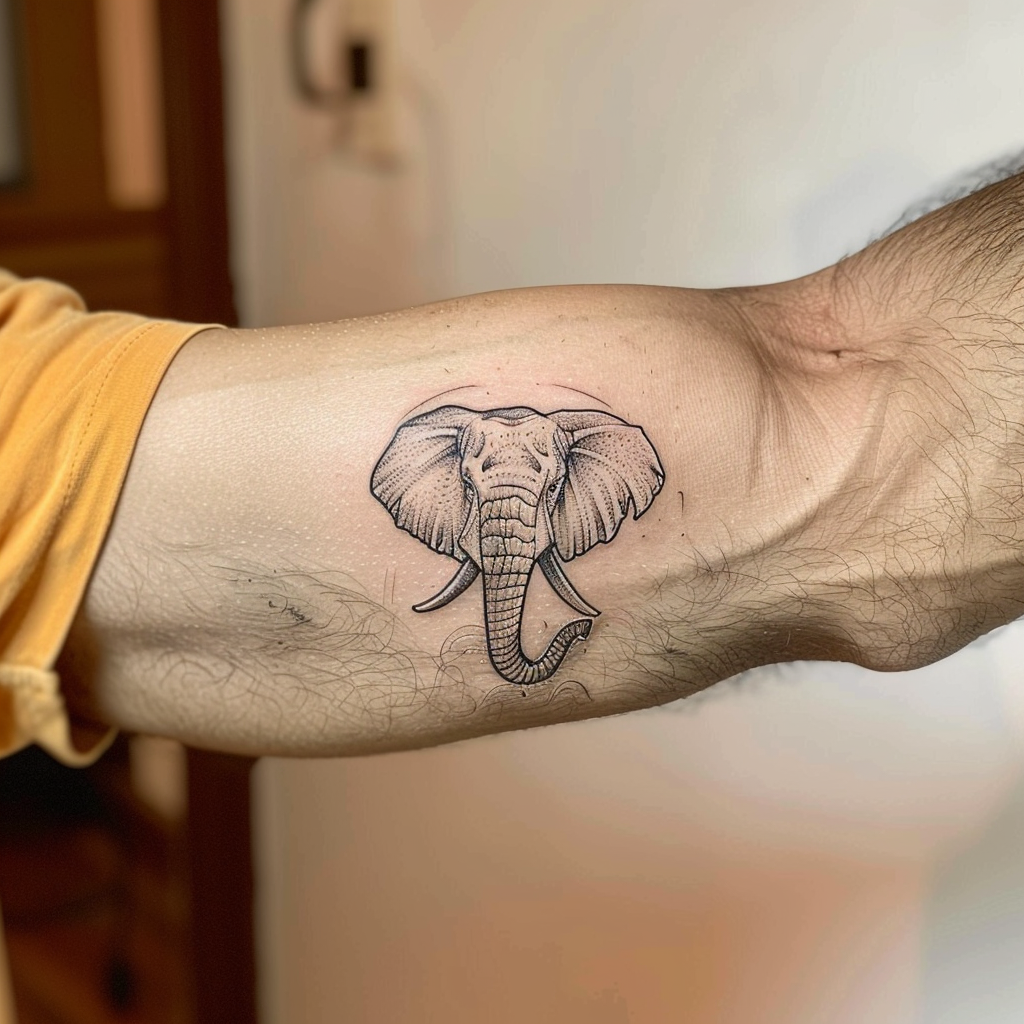 Abstract elephant tattoo idea on the bicep