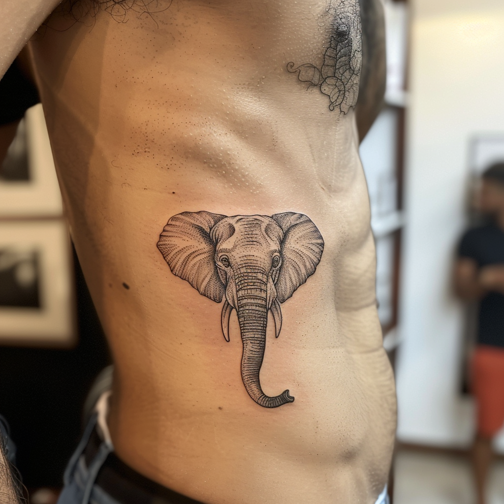 elephant tattoo on the side