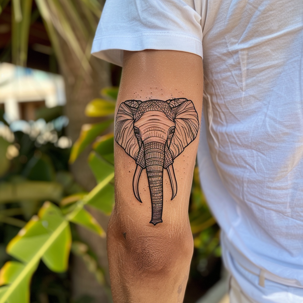 elephant tattoo on the rarearm