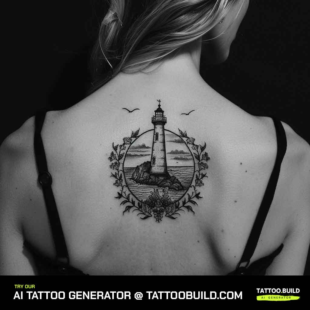 Lighthouse Tattoo Back Piece