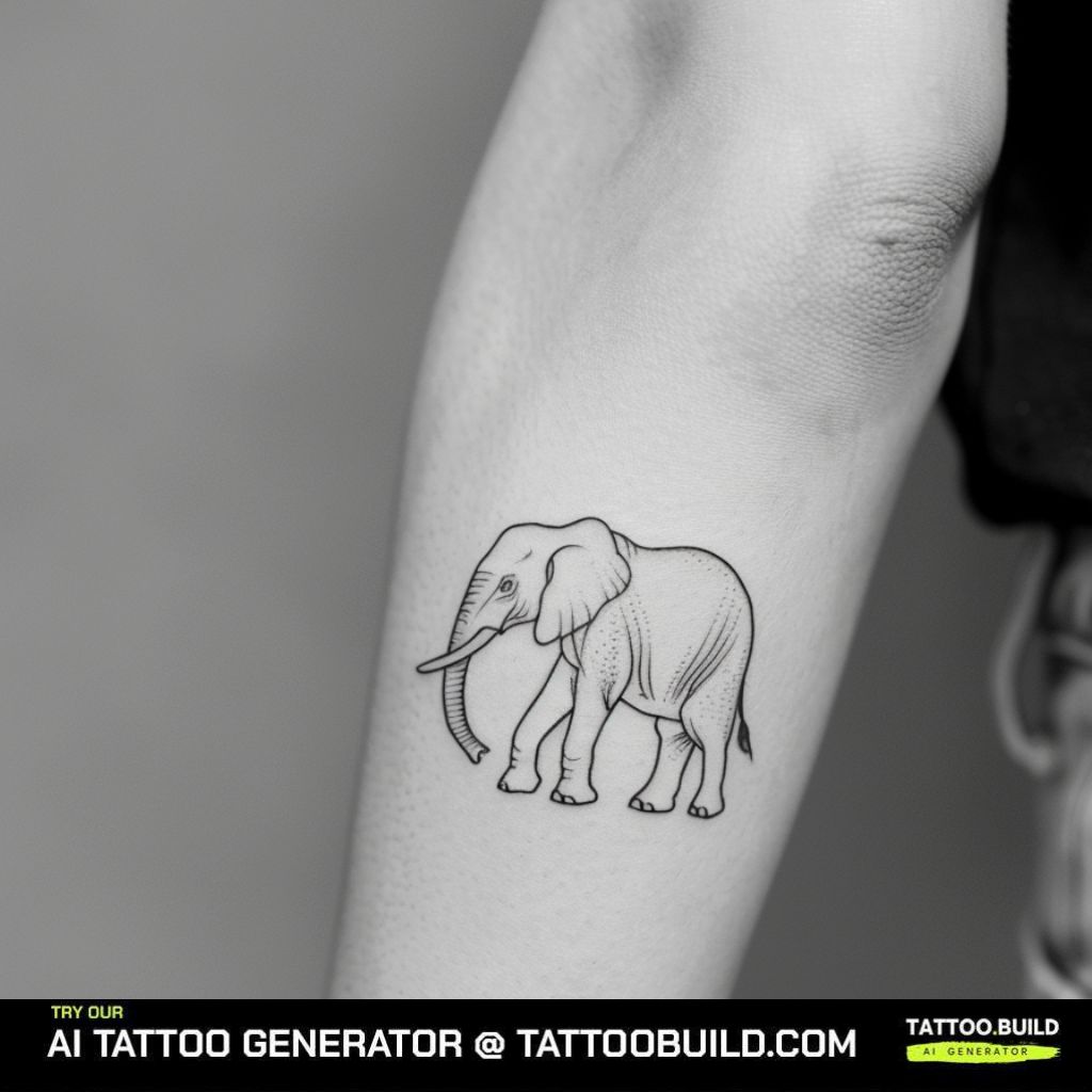 simple outline cute elephant tattoo