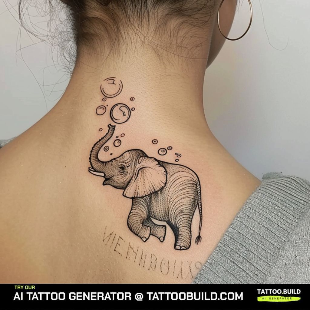 Bubbles and Elephant Neck Tattoo