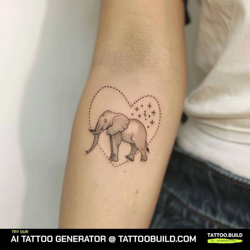 love encircled cute elephant tattoo