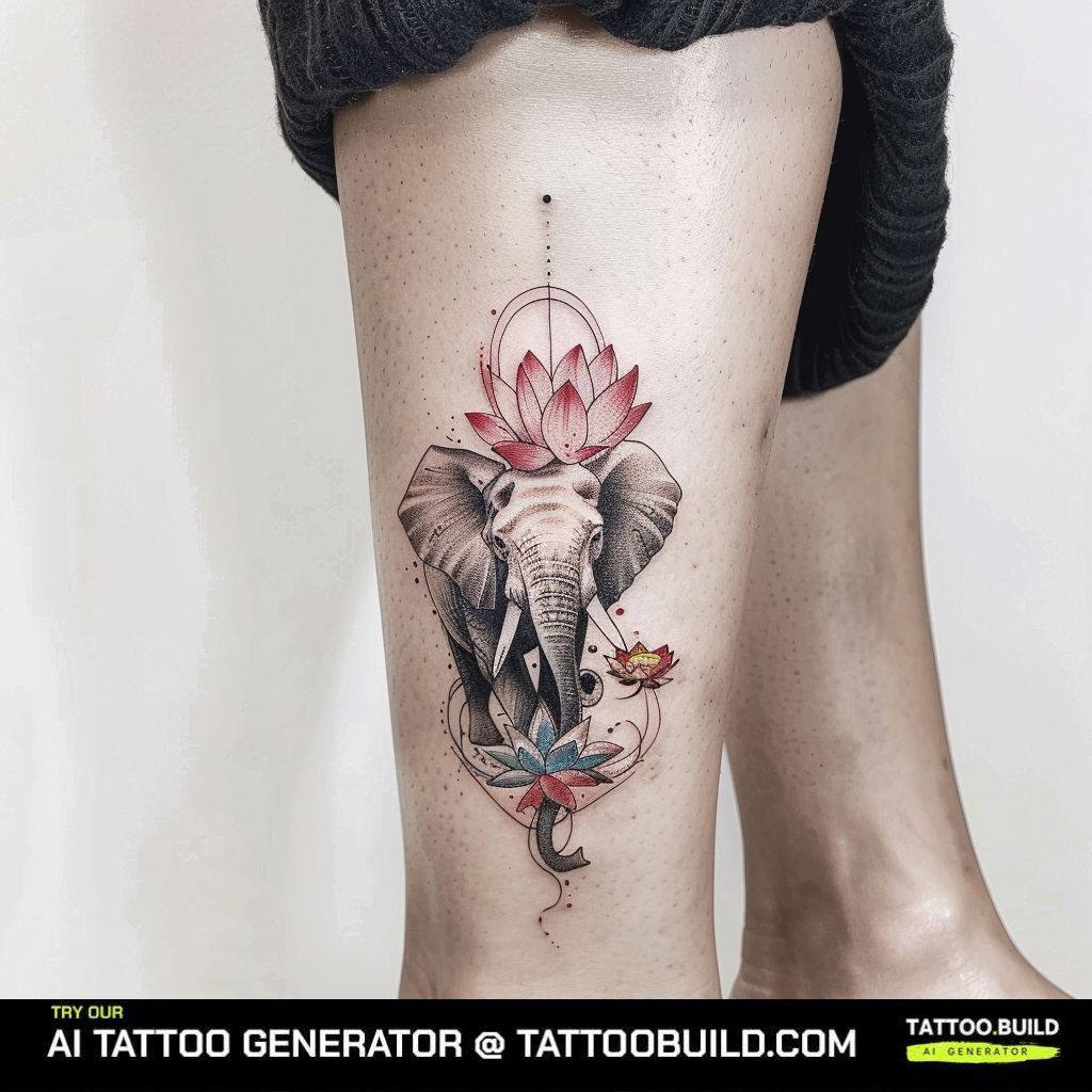 Elephant Shin Tattoo Women