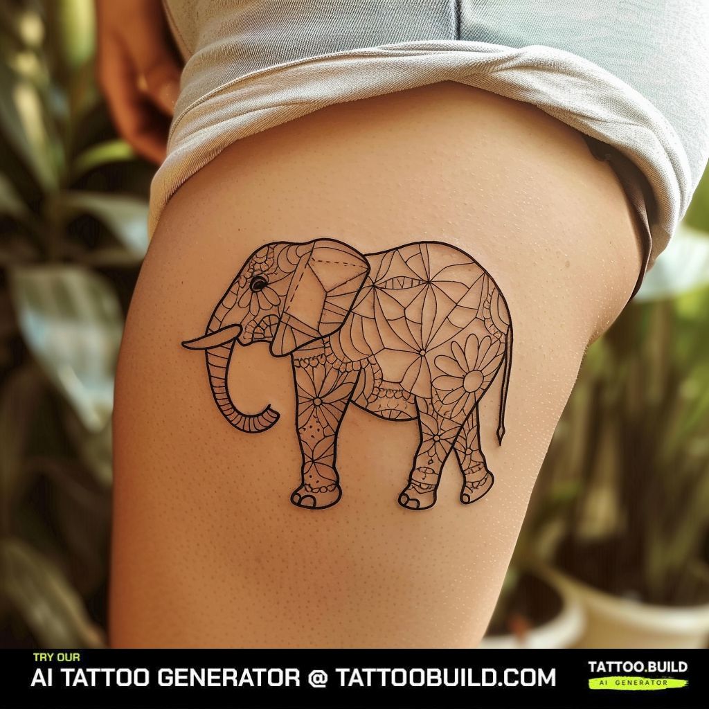 Geometric Pattern Elephant Tattoo