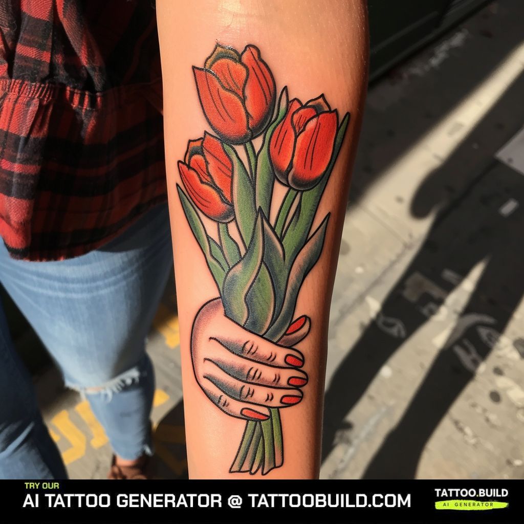 bouquet tulip tattoo design