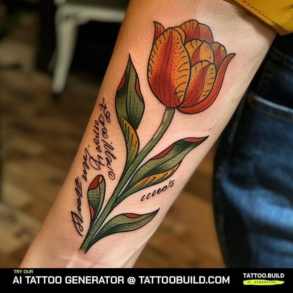 American traditional tulip tattoo idea