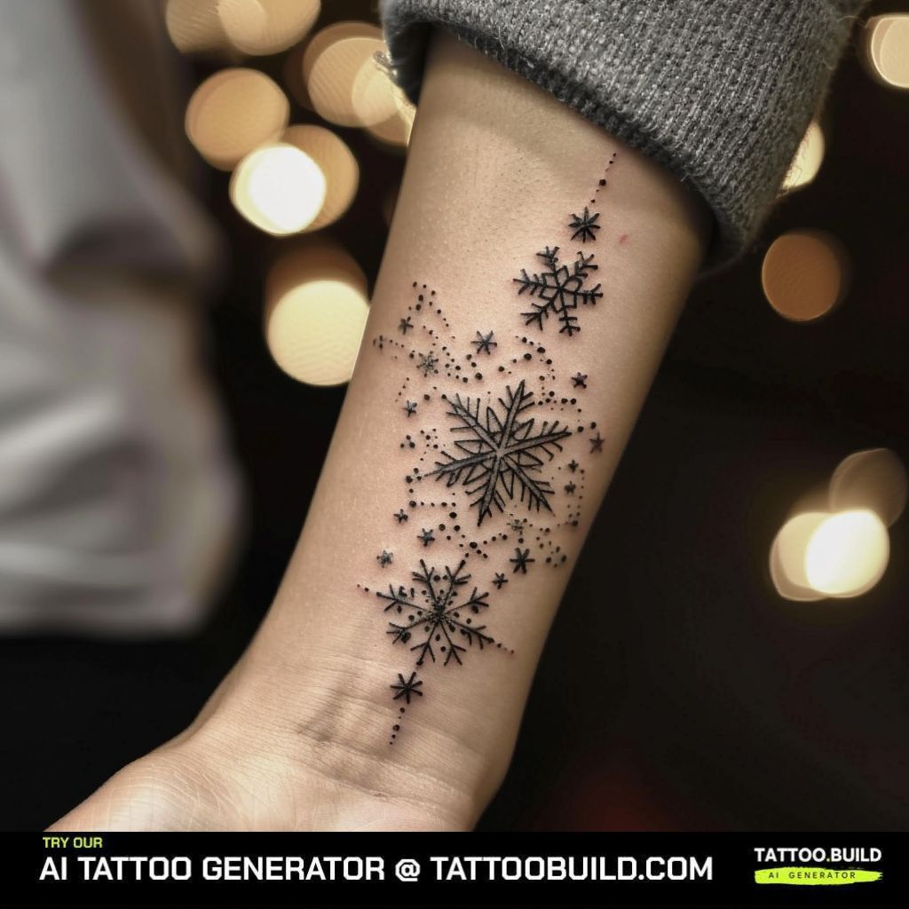 beautiful snowflakes black and white christmas tattoo on the back