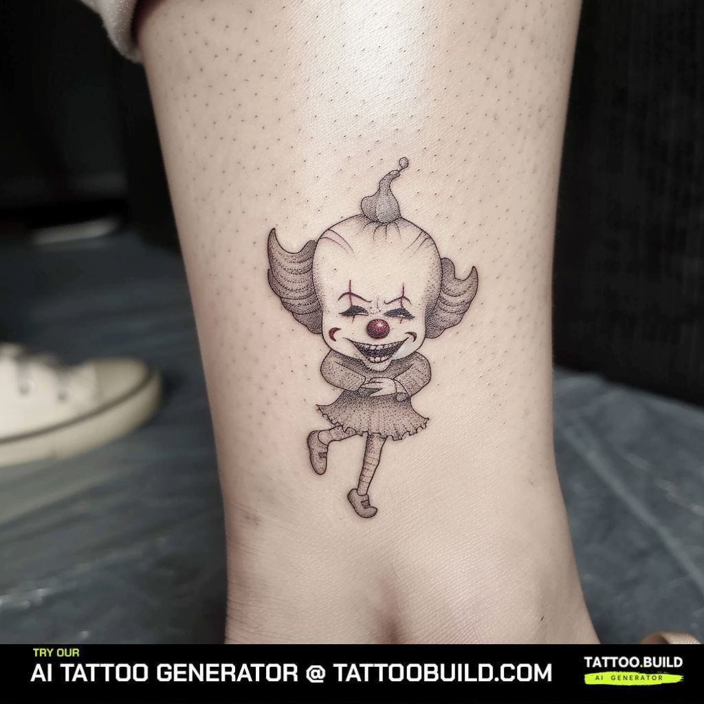 cute crying clown tattoo
