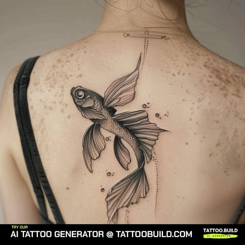 flying fish back tattoo