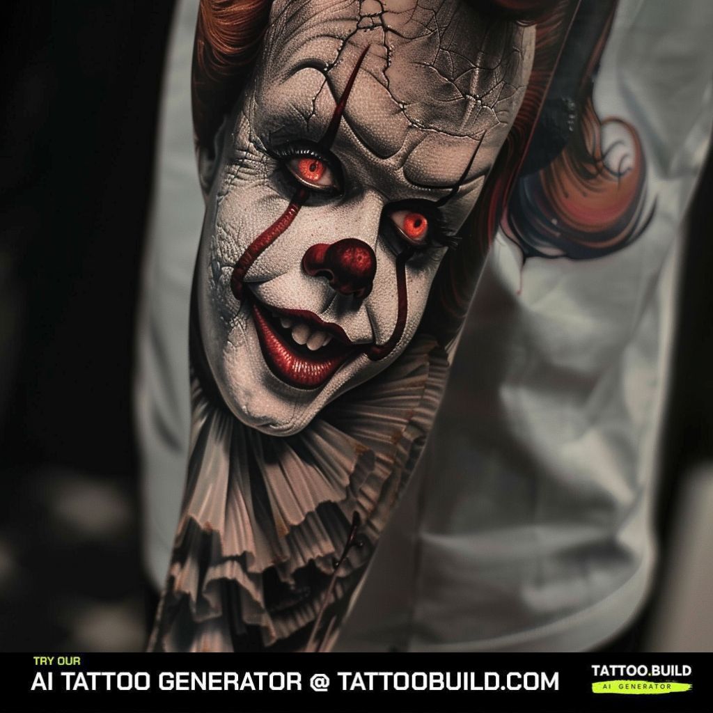 realistic crying clown tattoo