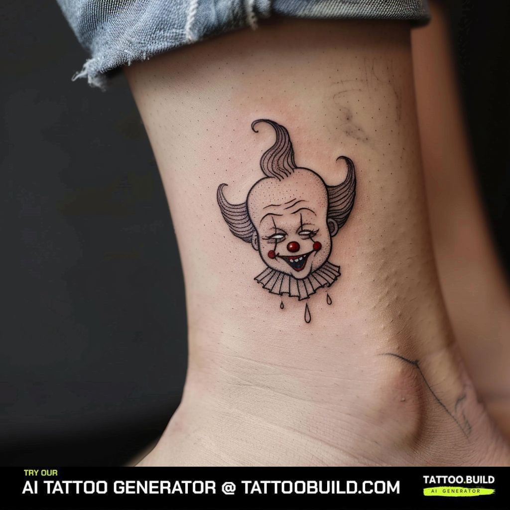 minimal crying clown tattoo