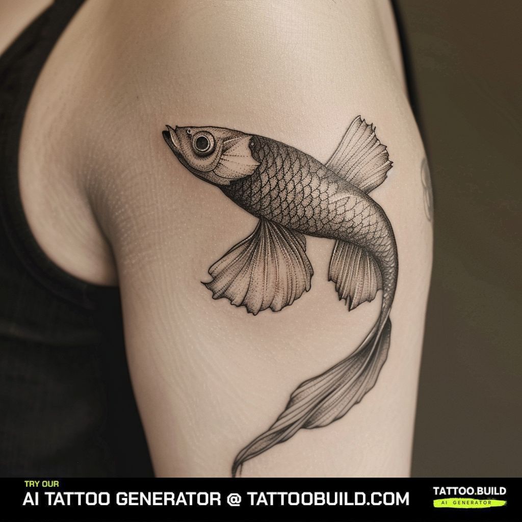 shoulder tattoo of a flying fish