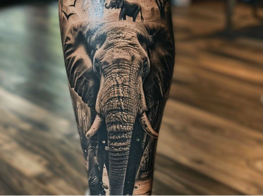 elephant leg tattoo