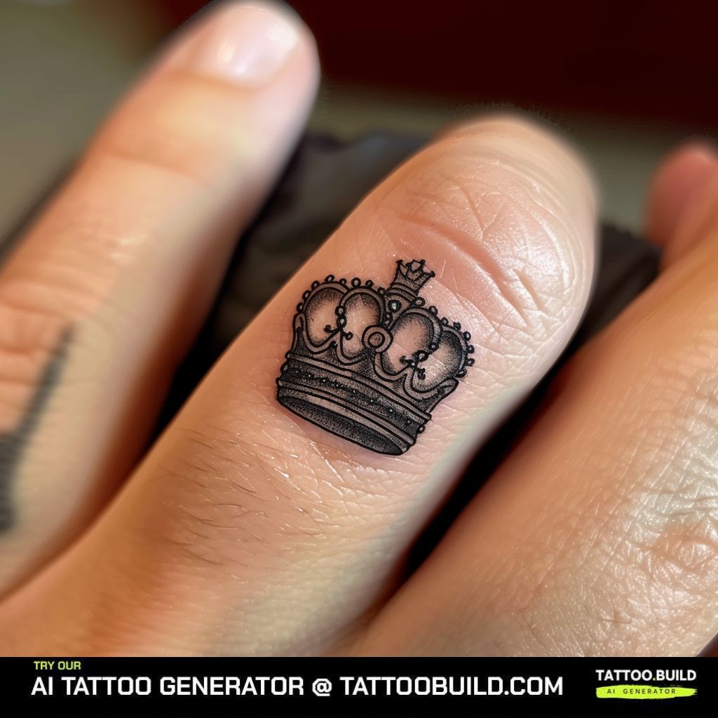 finger crown tattoo