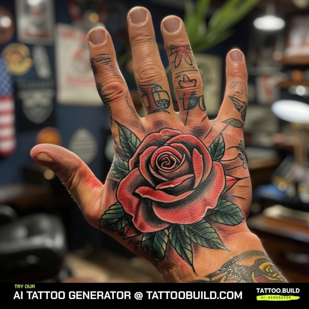 hand rose tattoo