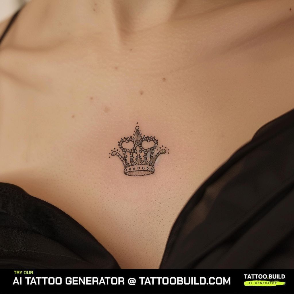 small crown chest tattoo 