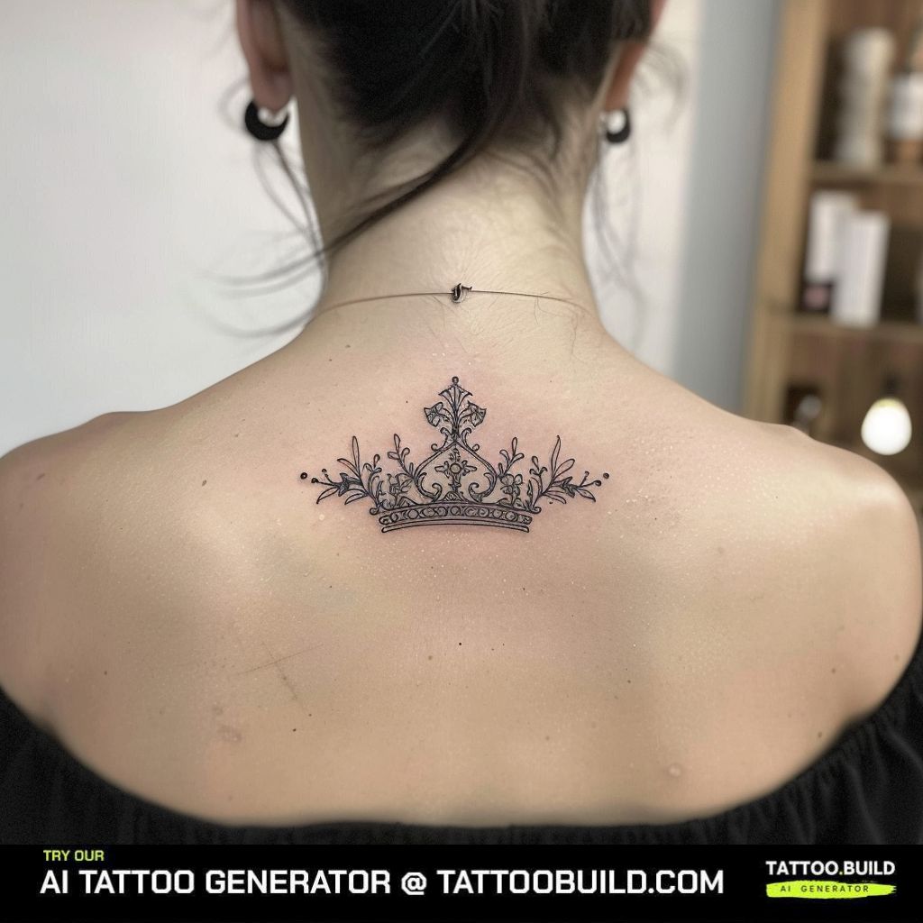 back tattoo showing a crown