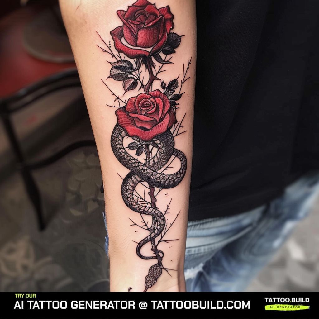 snake and rose tattoo