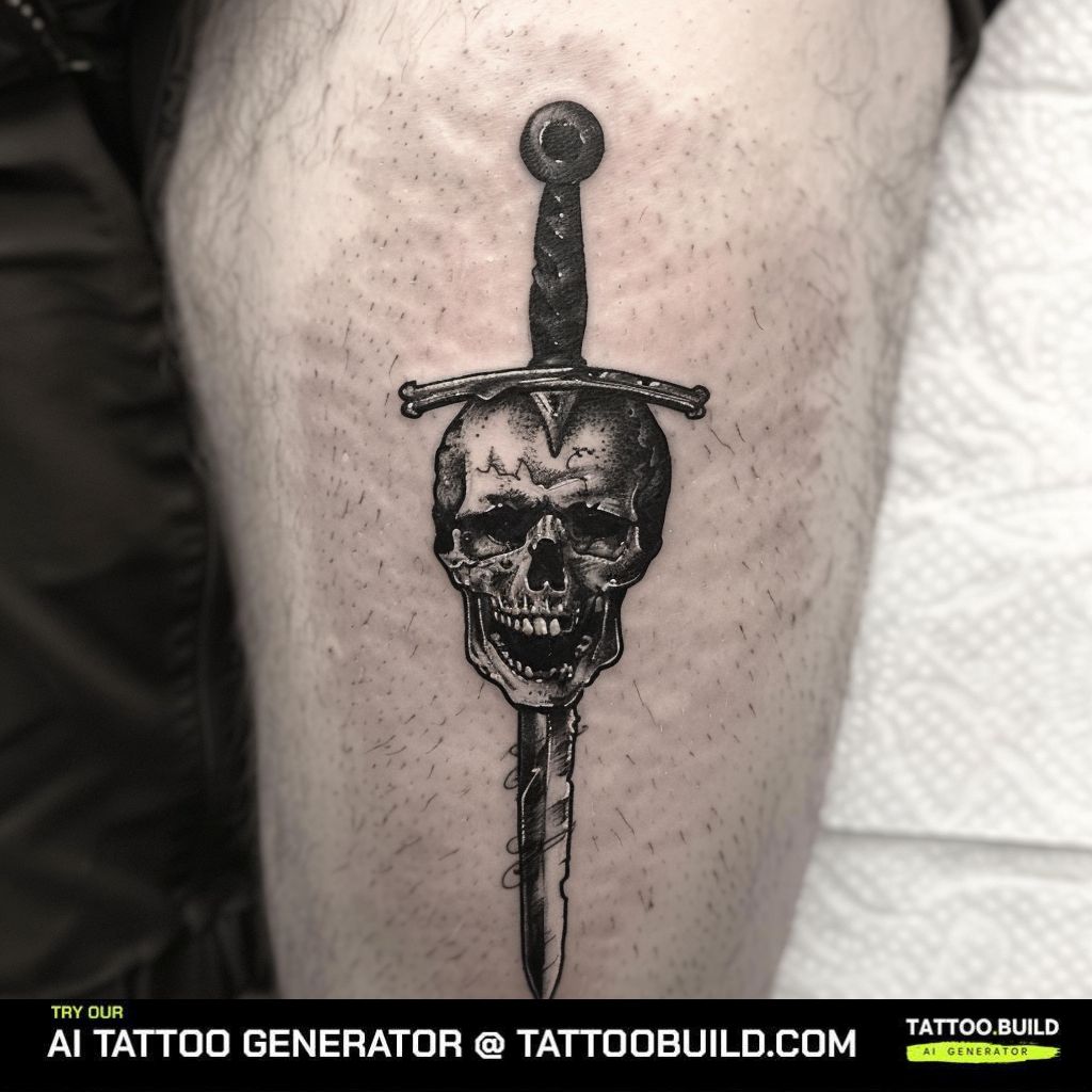 skull with dagger tattoo