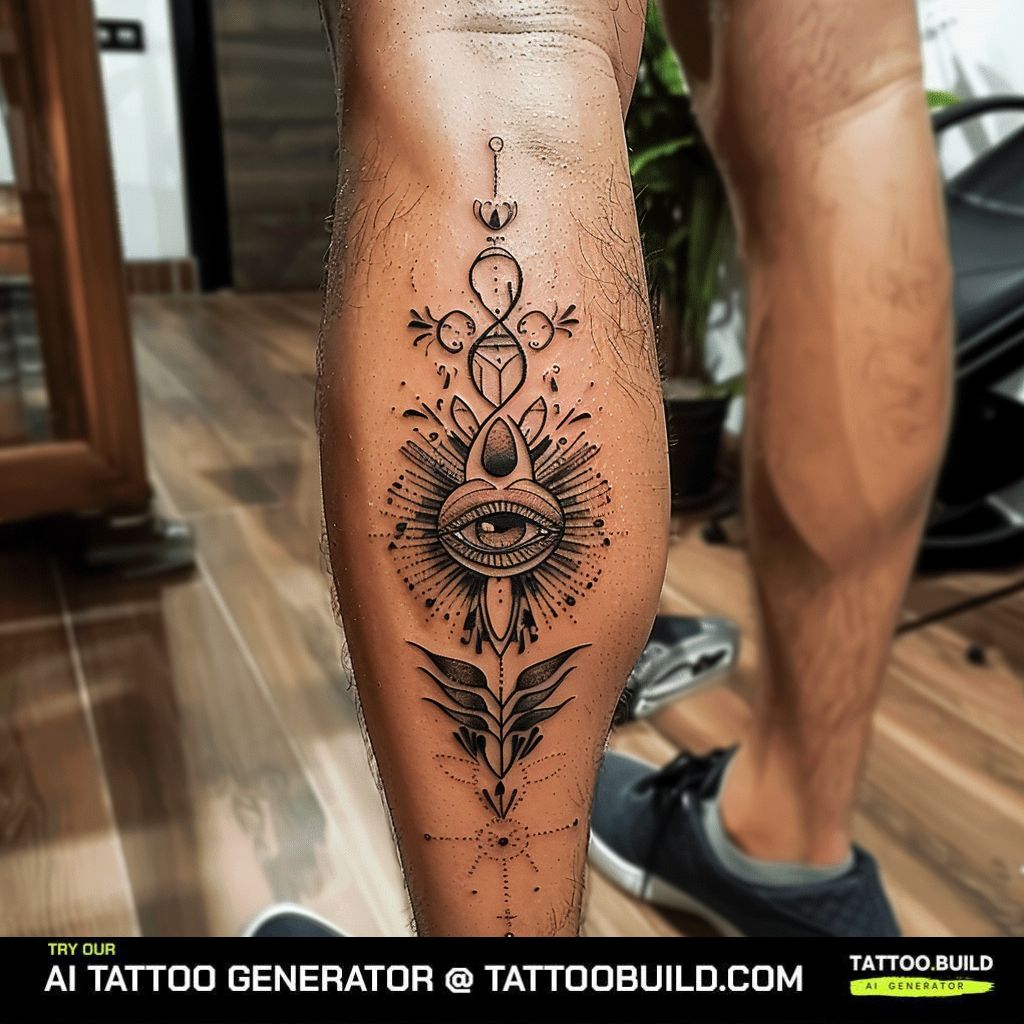 spiritual geometry thigh tattoo