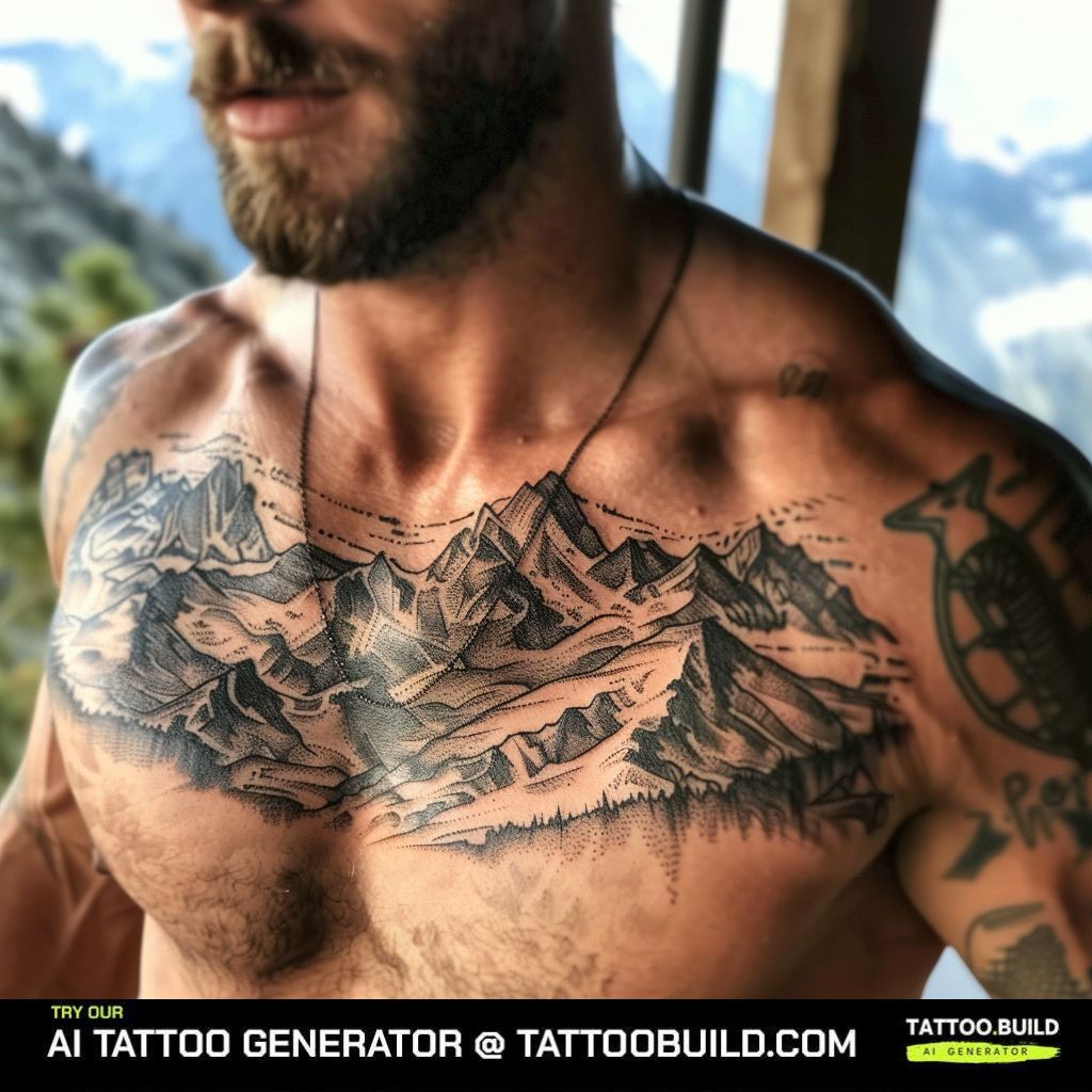 mountain tattoo on the chest means strength and courage