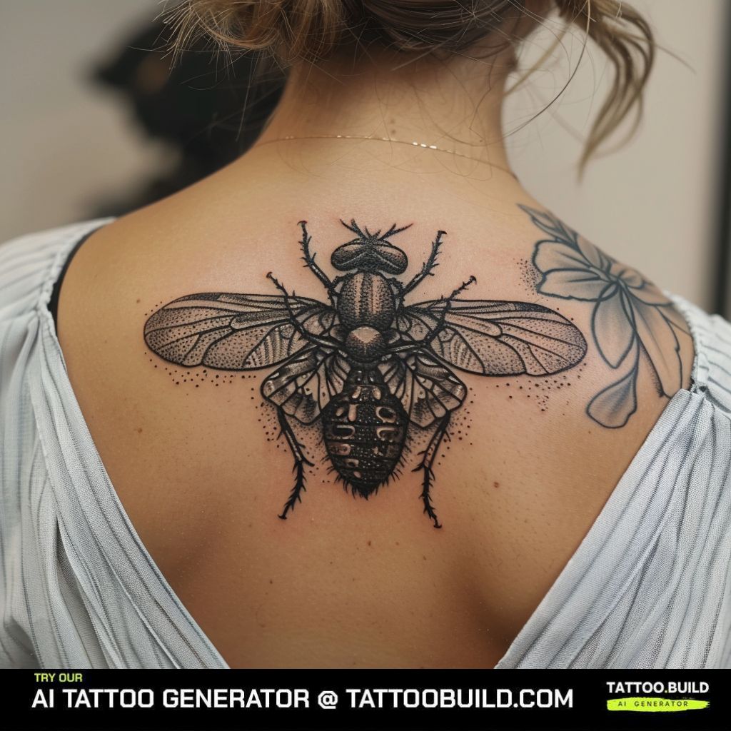 fly tattoo on the back
