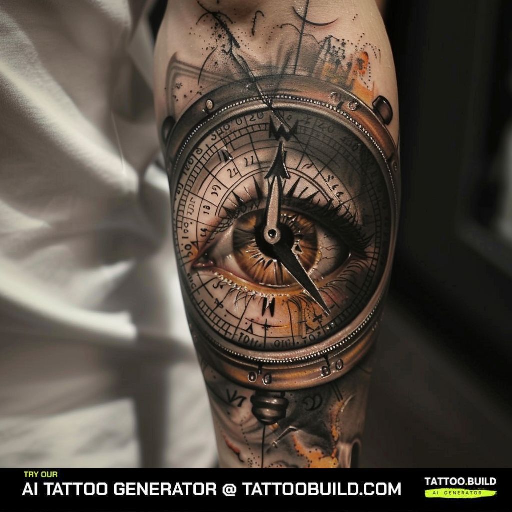 compass eye tattoo design for men