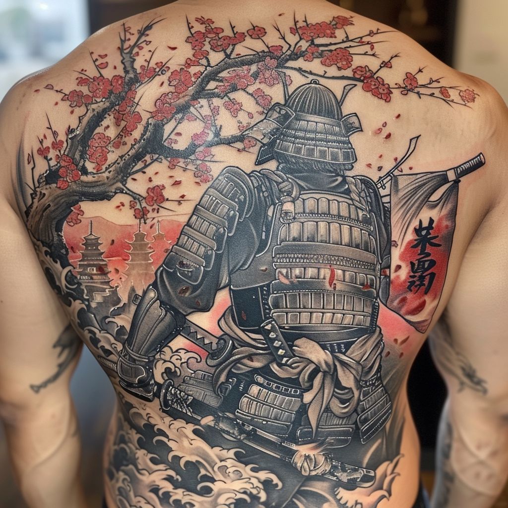 Samuri symbolic back tattoo for men